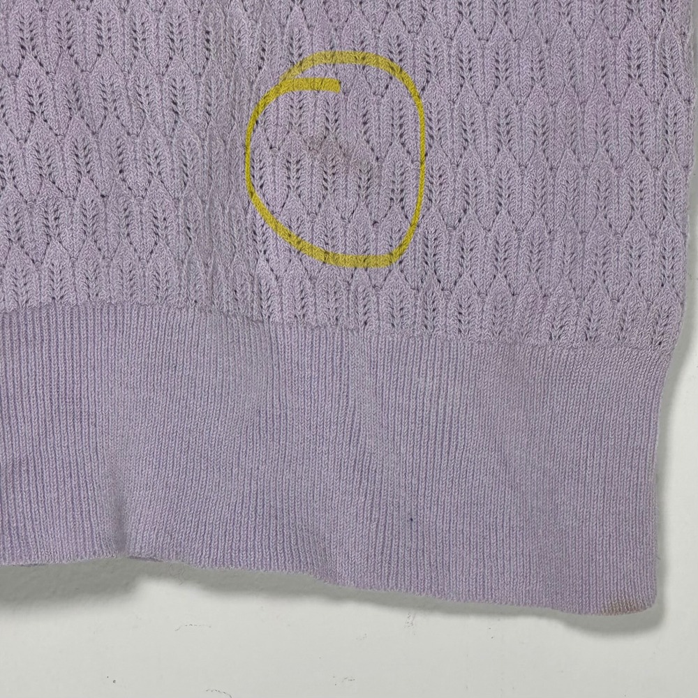 Victoria's Secret Lavender Pointelle Lace Trim V-Neck Long Sleeve Sweater Small - Picture 6 of 9